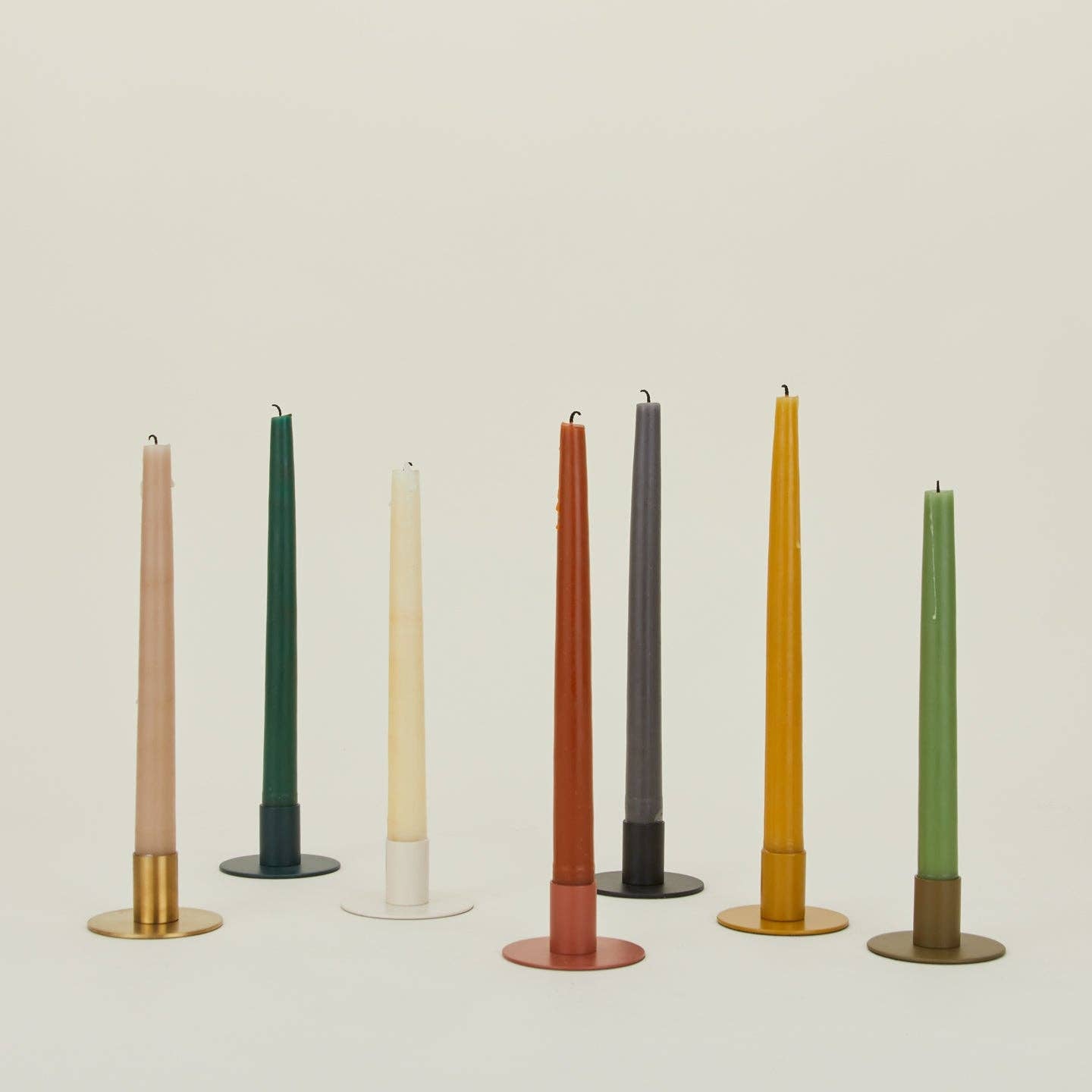 ESSENTIAL METAL CANDLE HOLDERS, SET OF 2 - BRASS