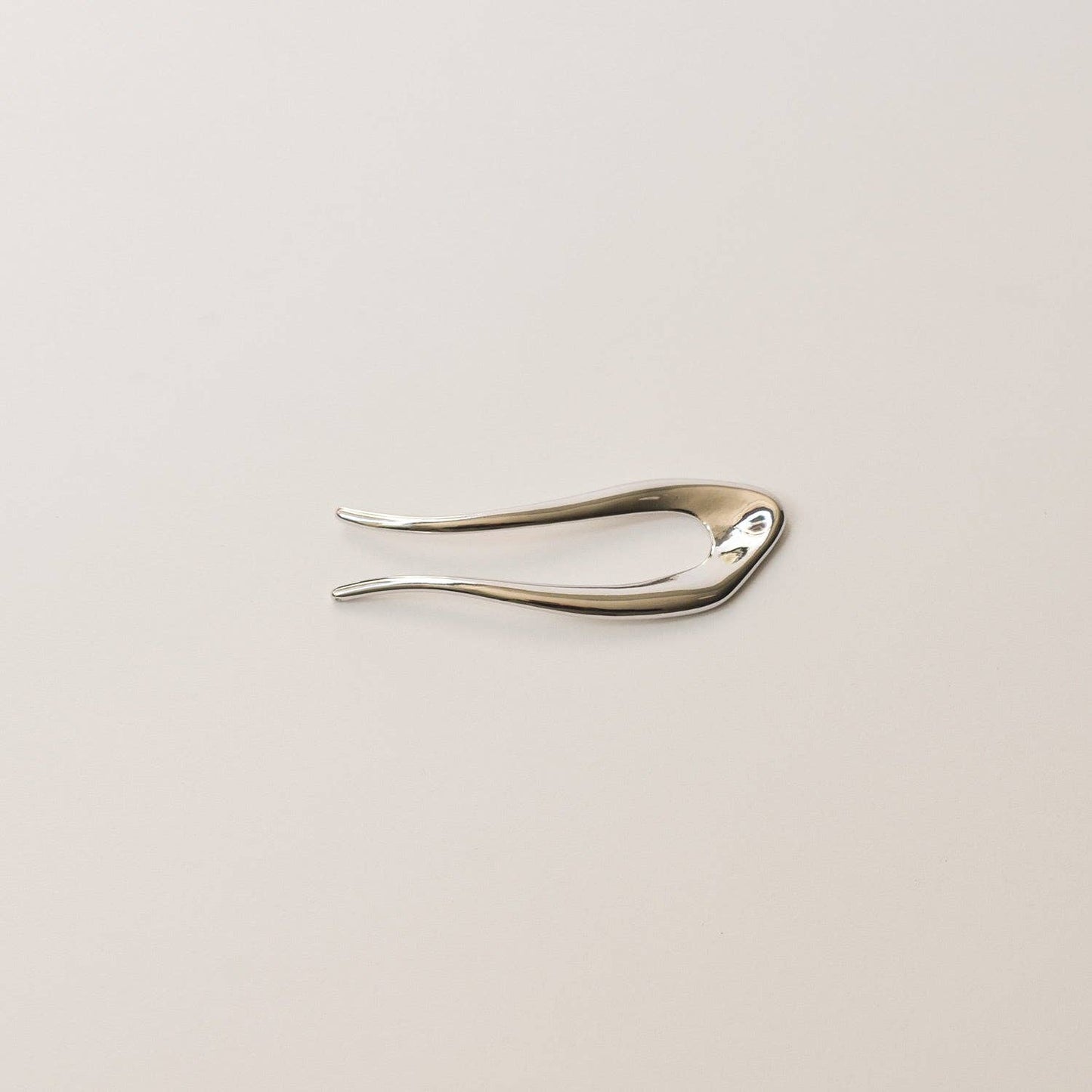 Short U-Shaped Metal Hair Stick | Silver