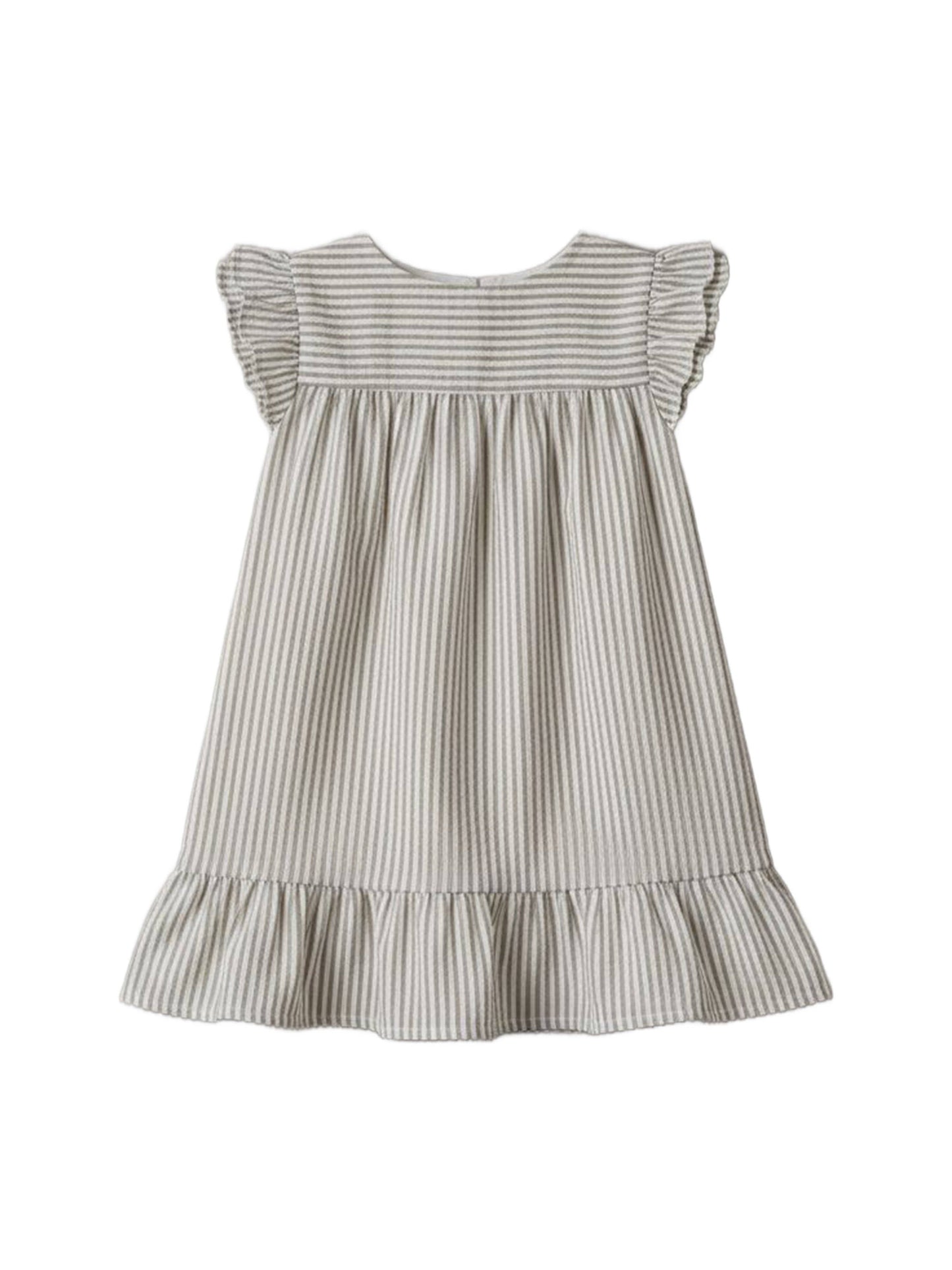 Lorena Seersucker Double Ruffle Sleeve Dress - Dune Stripe