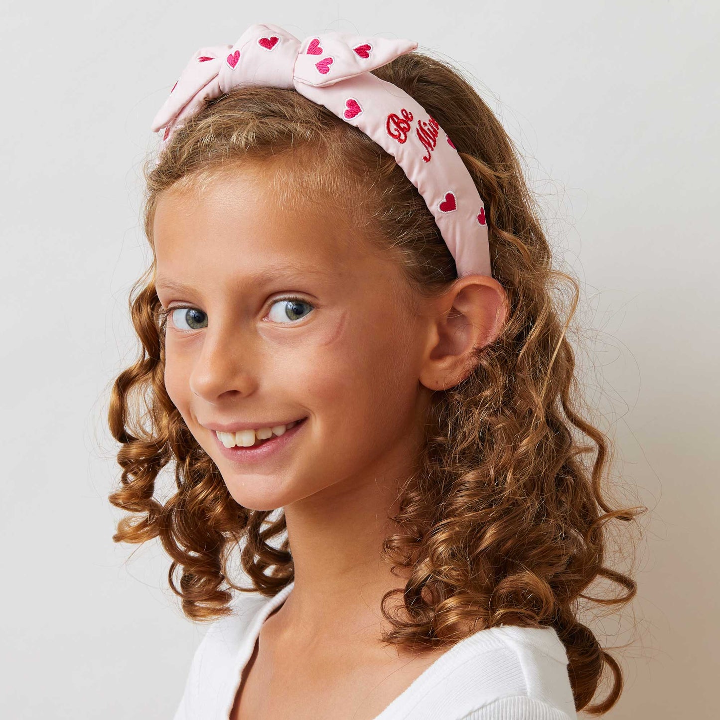PETAL PINK EMBROIDERED VALENTINES KIDS HEADBAND