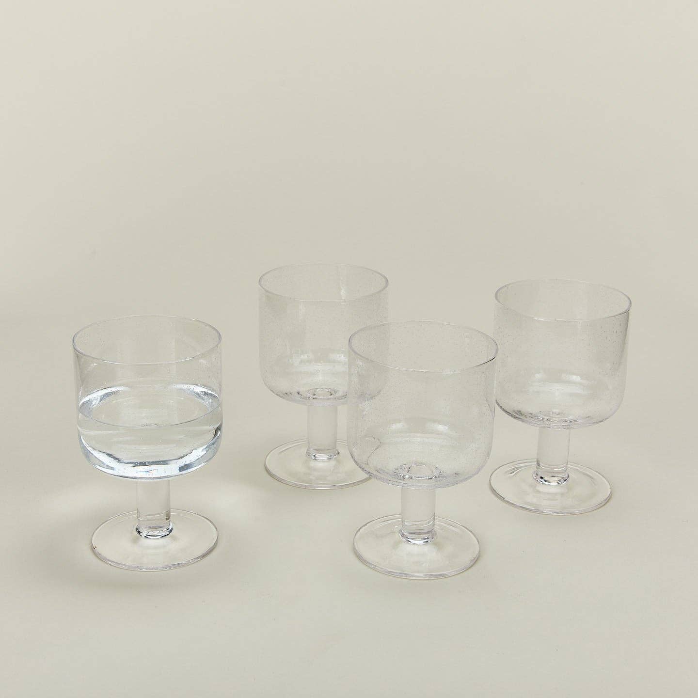 SIMPLE SEEDED GLASSWARE - STEMMED - SET OF 4, CLEAR