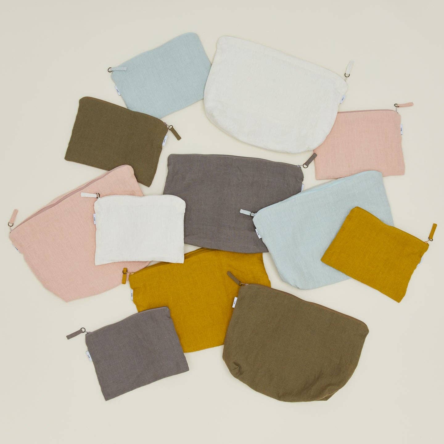 SIMPLE LINEN ZIPPER POUCHES - SKY