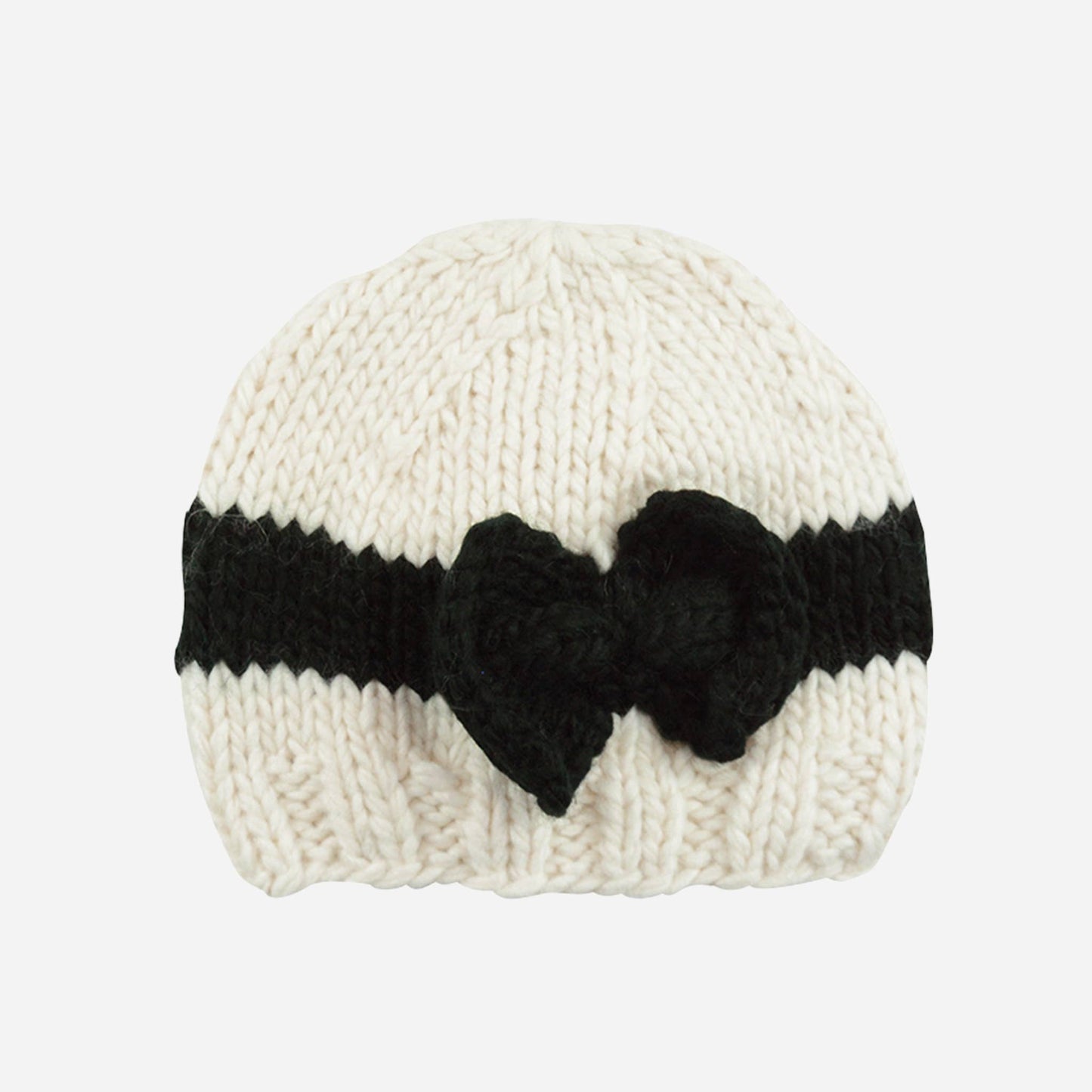 Sabrina Bow Hat, Cream Black Matching Winter Baby Kid Outfit