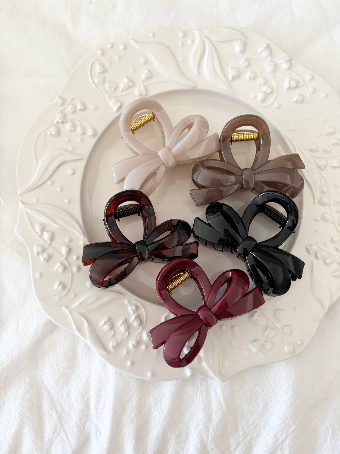 Assorted Fall Neutral Bow Hair Claw - CASSO