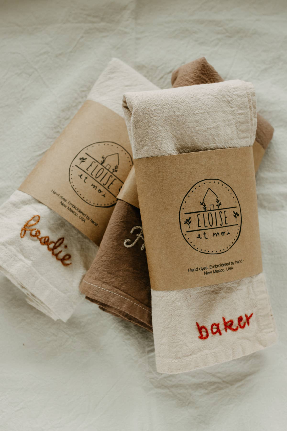 Hand embroidered Hand dyed Organic cotton Kitchen Towel