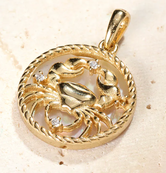 Cancer- Astrological Zodiac Gold Mother of Pearl Steel
