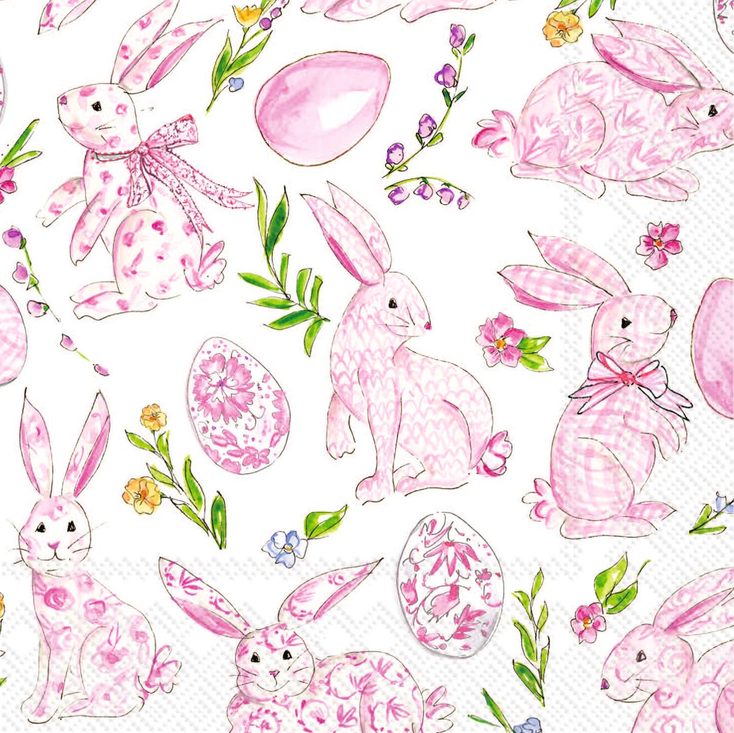 Paper Cocktail Napkins 20 Ct Pink Bunny Floral Rosanne Beck