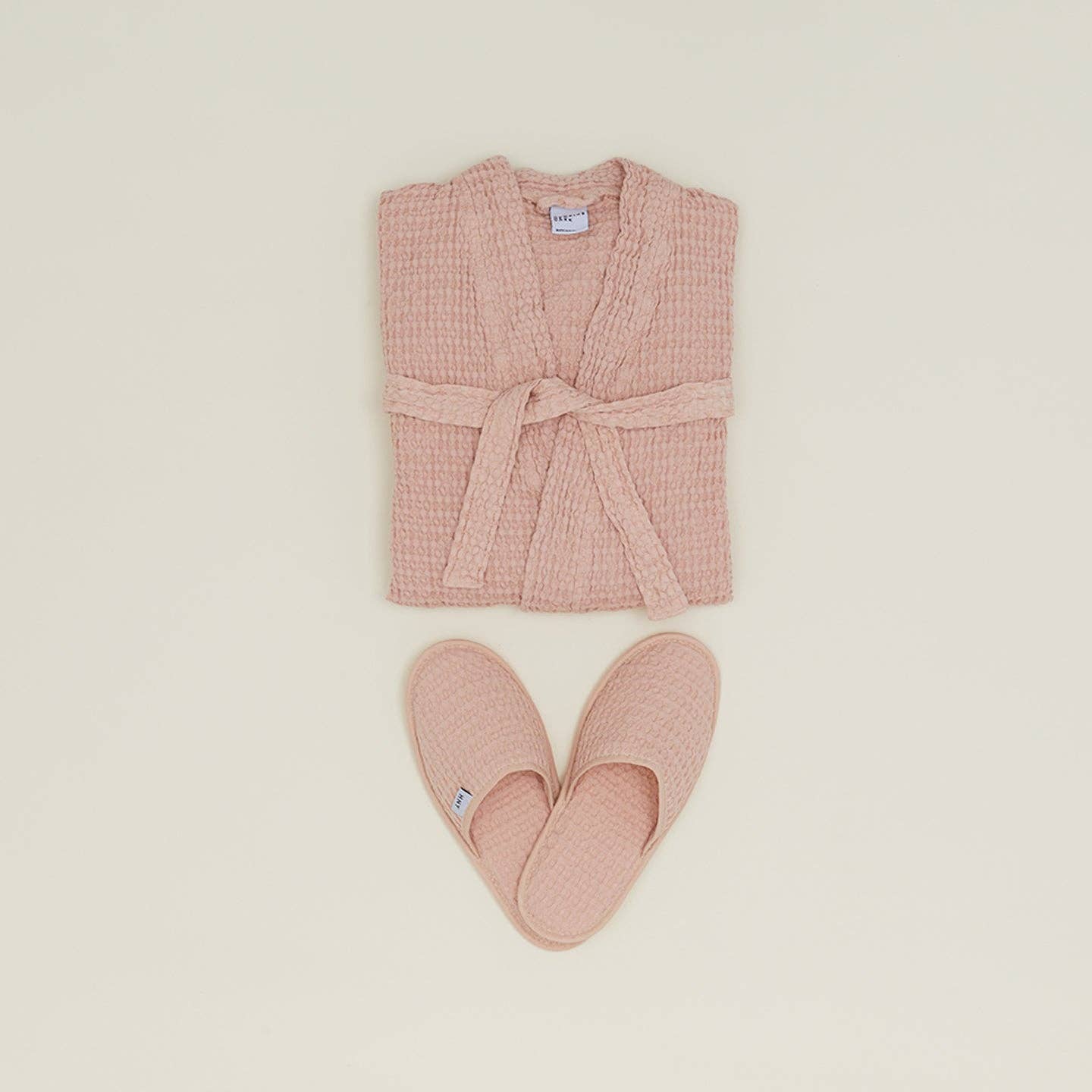 SIMPLE WAFFLE BATHROBE - BLUSH