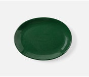 Dark Green Salt Glaze Oval Serving Platter