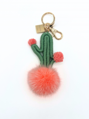 Linda RIchards Mink Cactus Keychain/Purse Charm