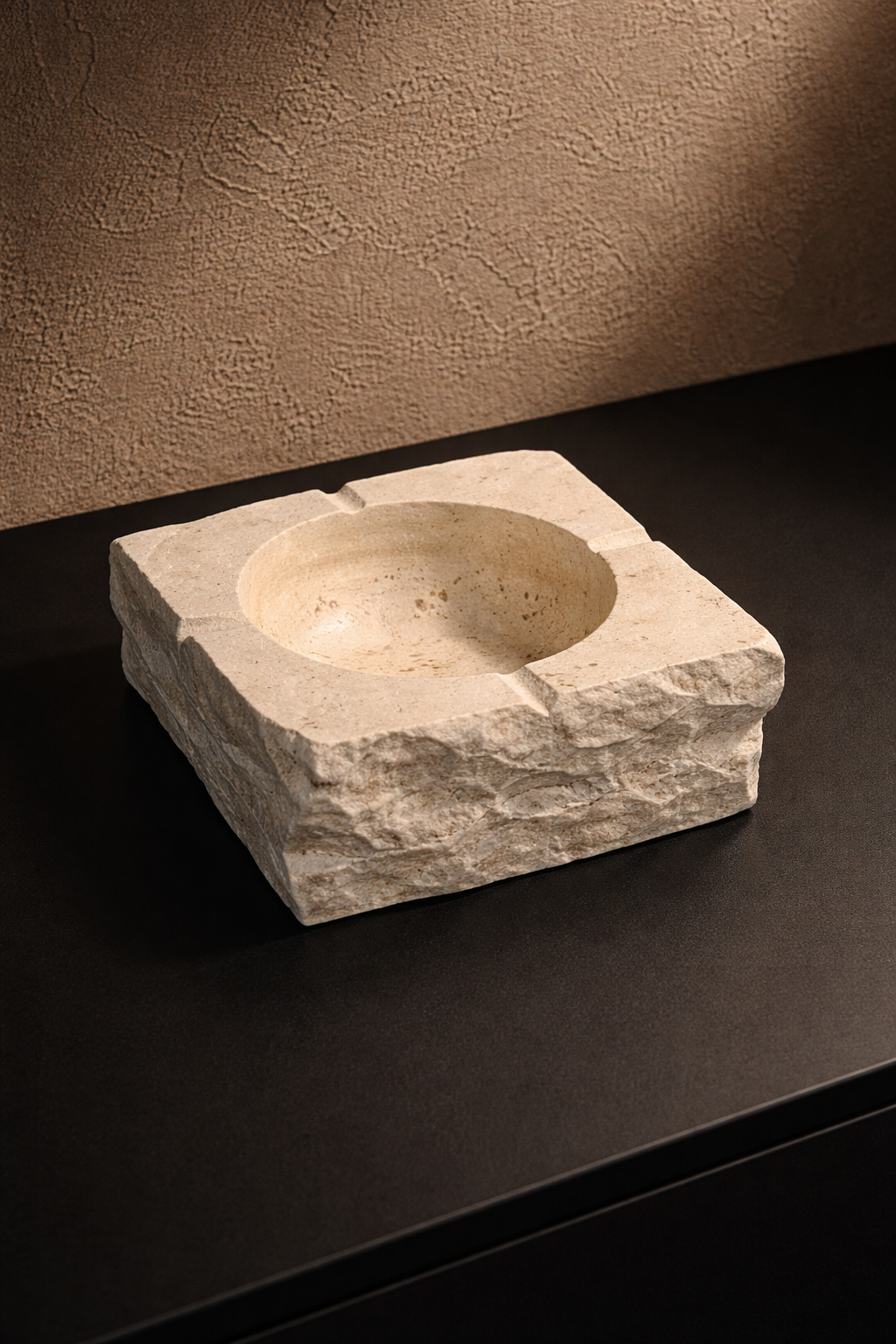 Chiseled Travertine Ashtray
