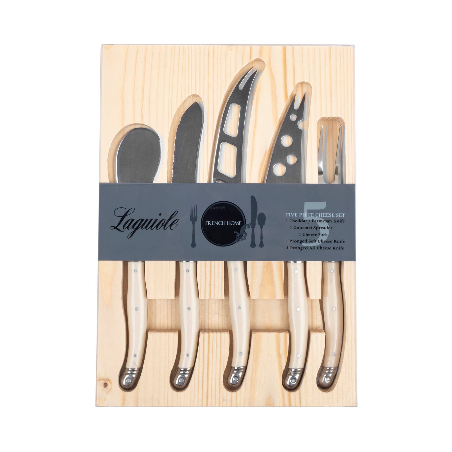 Laguiole 5-Piece Artisan Ivory-Colored Cheese Knife Set