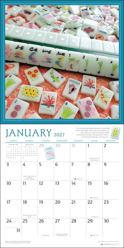 Art of Mahjong 2027 Wall Calendar by Katherine  Hartman