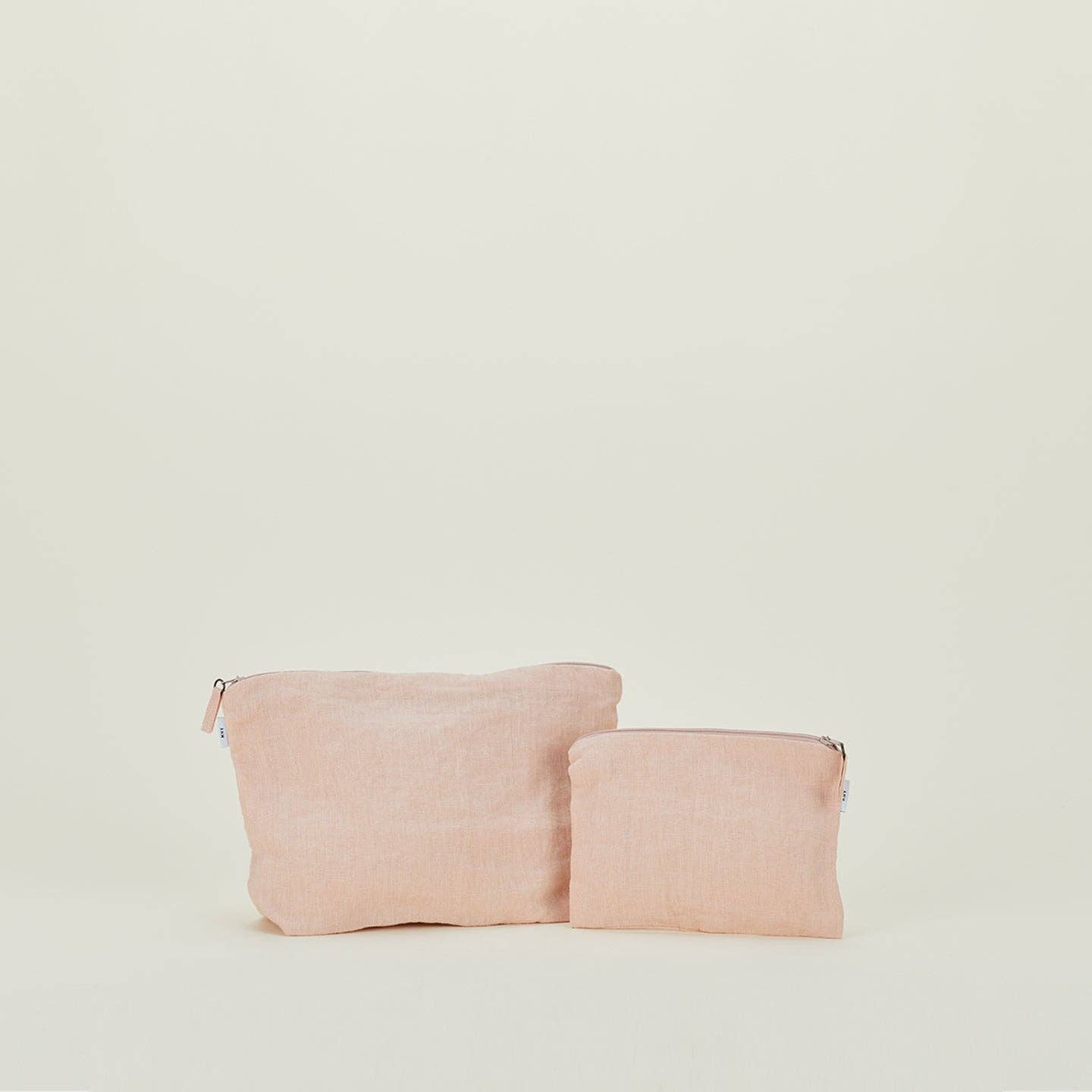 SIMPLE LINEN ZIPPER POUCHES - BLUSH