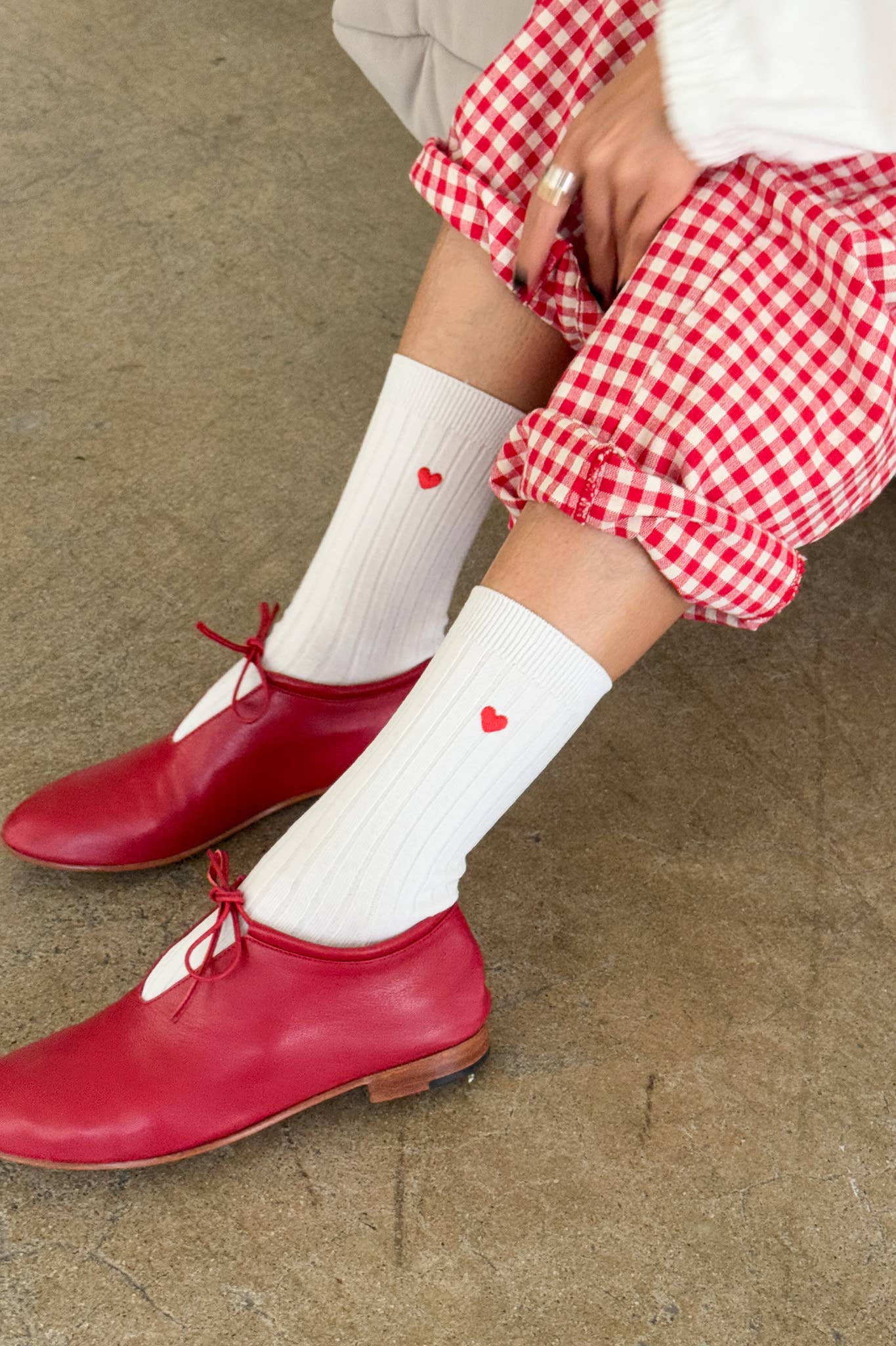 LeBon Shoppe Embroidered Heart Socks