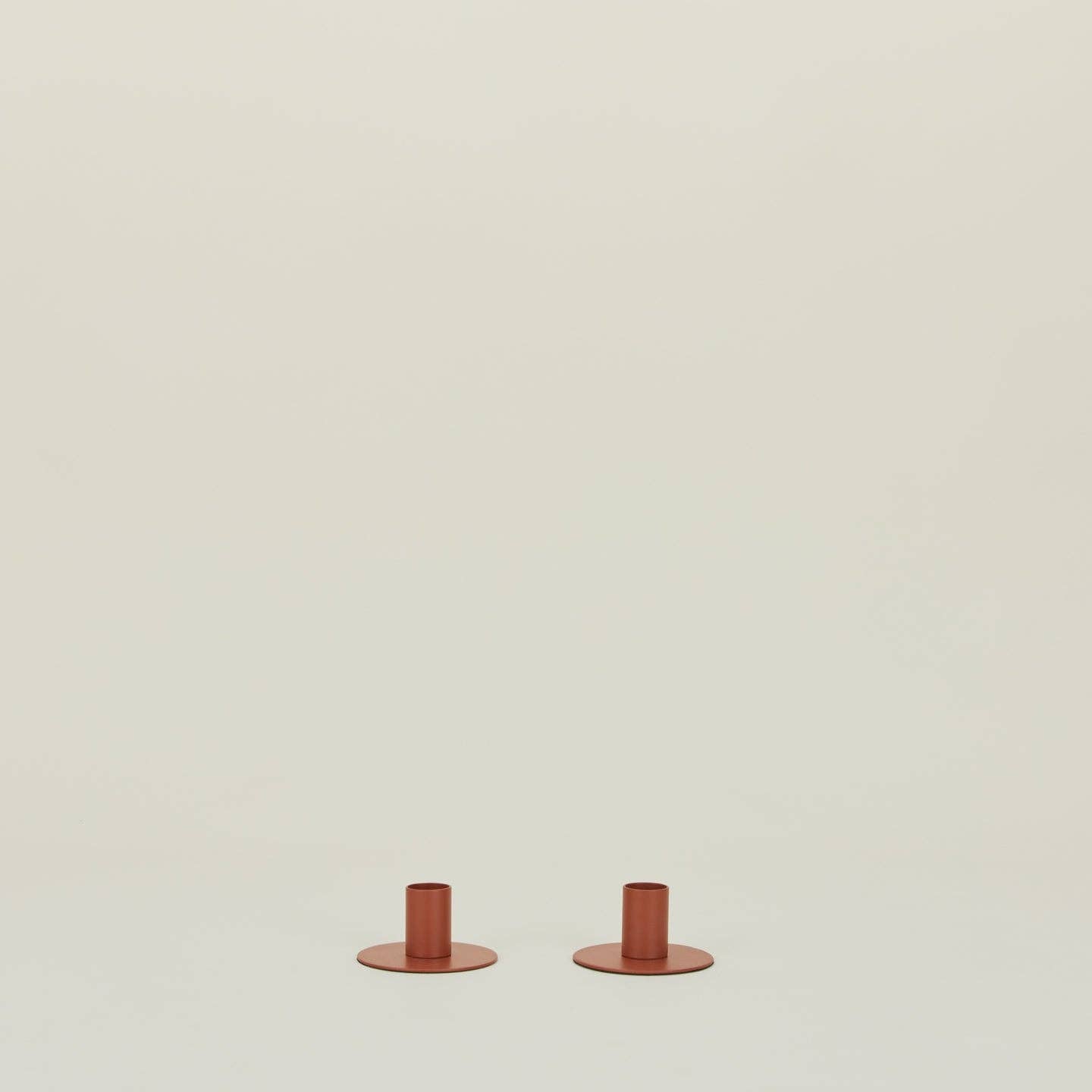 ESSENTIAL METAL CANDLE HOLDERS, SET OF 2 - TERRACOTTA