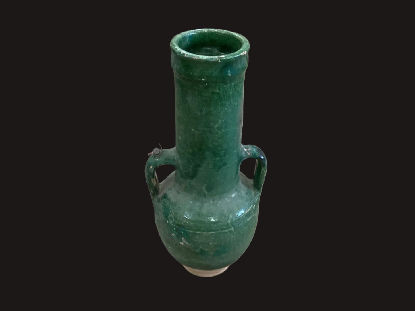 Large Turkish 2 Handle Green Glazed Olive Oil Vessel 4/26