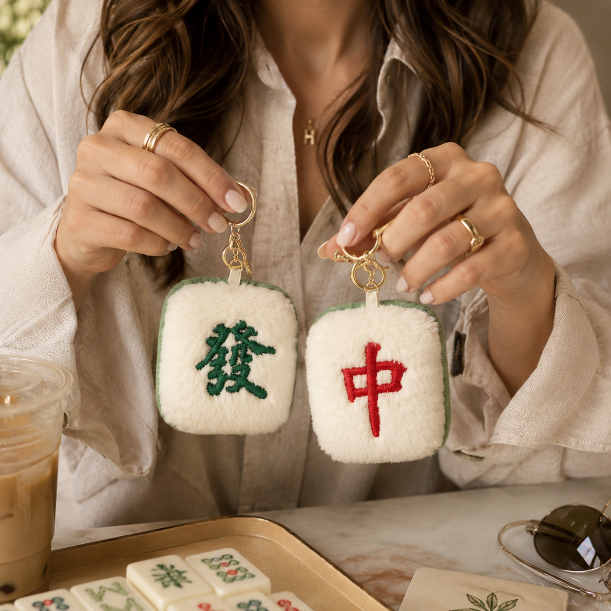 Mahjong Plush Keychain, Mahjong Bag Charm
