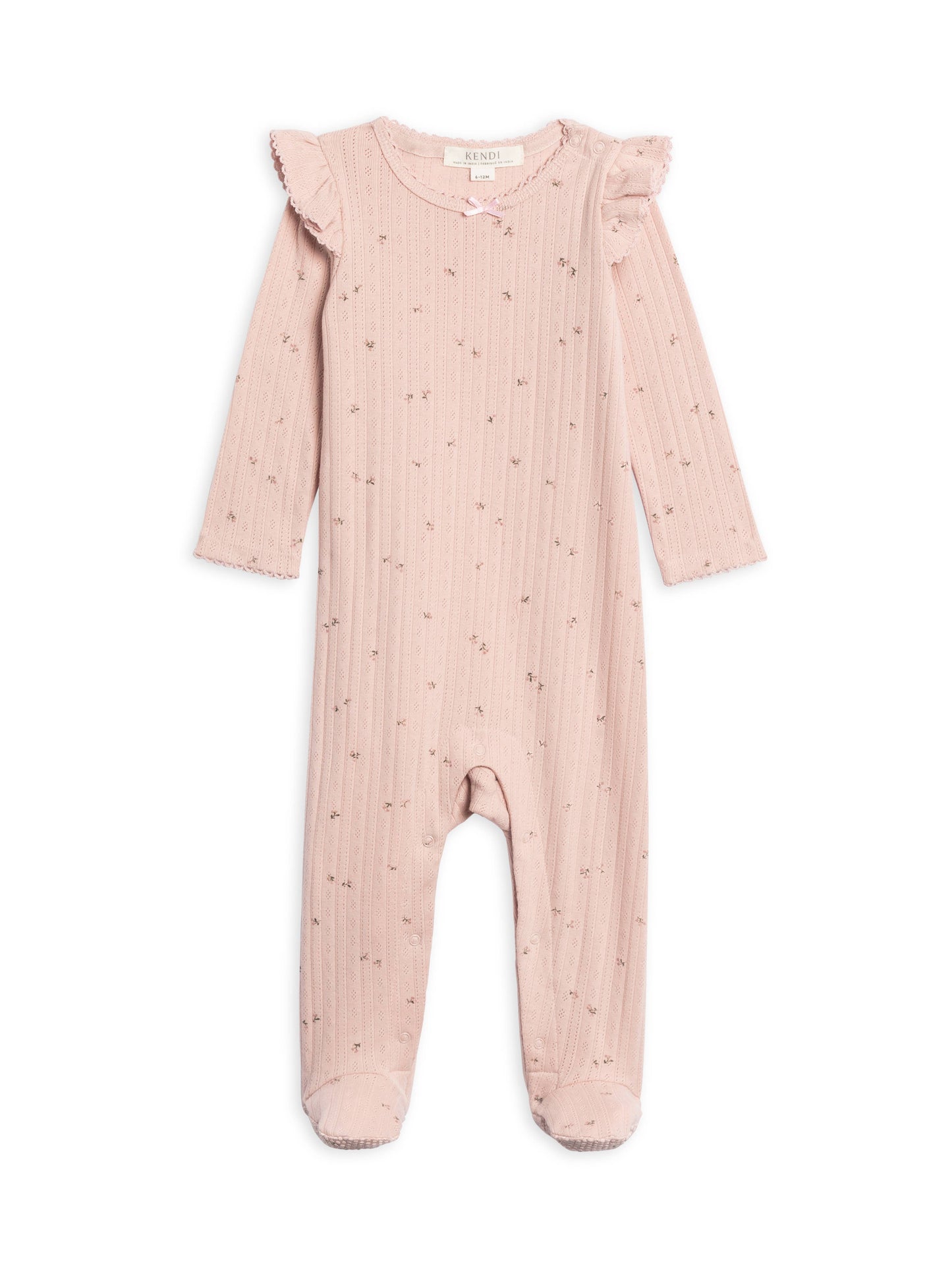 Colored Organics Addy Brushed Back Pointelle Flutter Sleeve Footed Romper