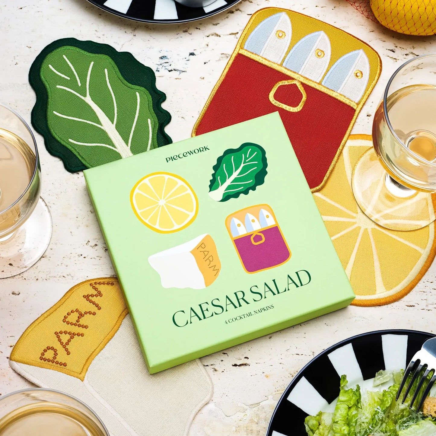 Pieceworks Caesar Salad Cocktail Napkins - Set of 4