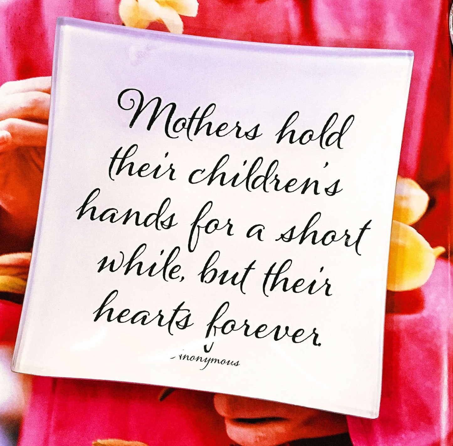 Ben’s Garden Mother's Hold Their Children's Decoupage Glass Tray