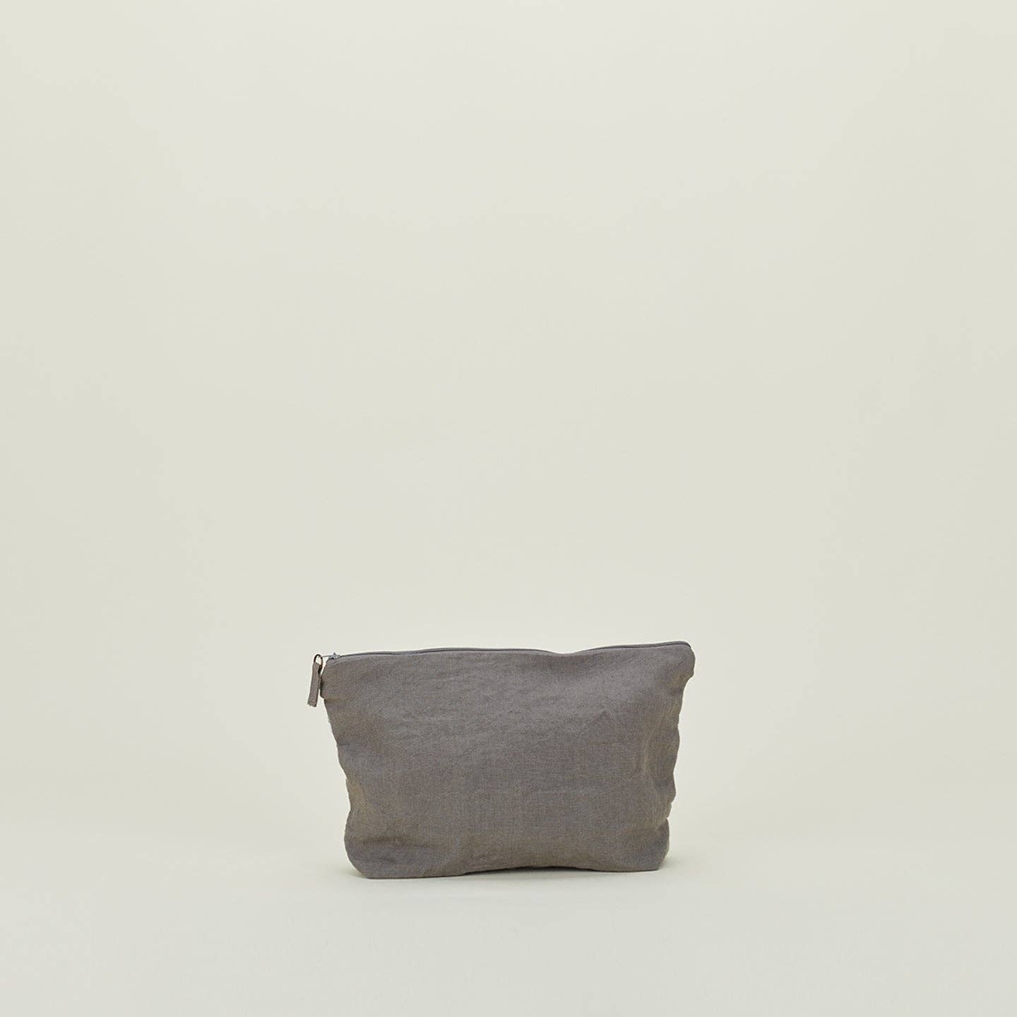 SIMPLE LINEN ZIPPER POUCHES - DARK GREY