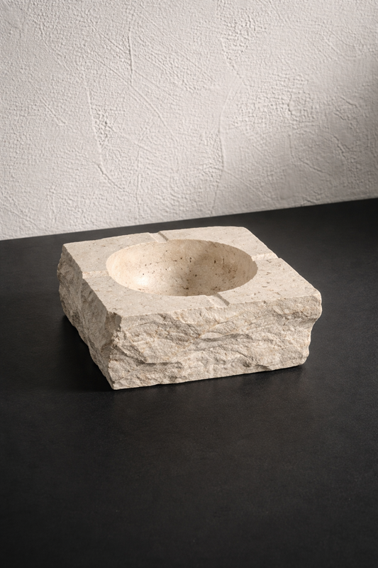Chiseled Travertine Ashtray