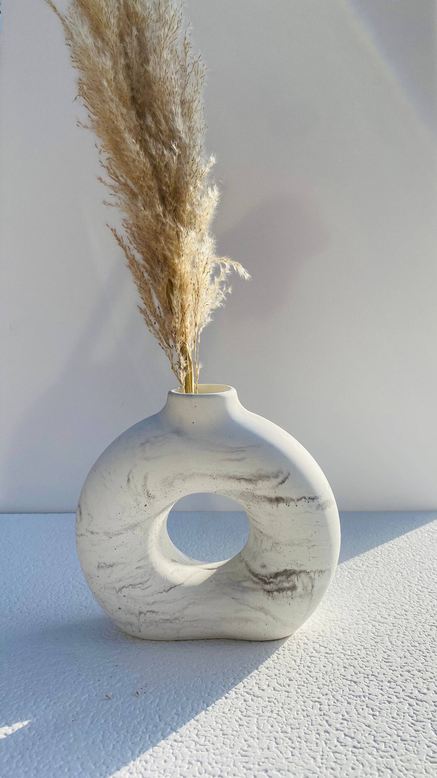 Fancy Concrete Donut Vase | Circular Hollow Vase