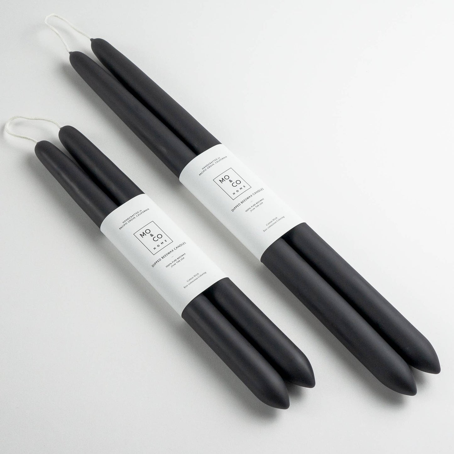 Charcoal | Dipped Beeswax Taper Candles | All Natural