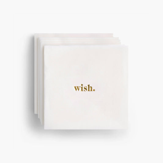 Wish Gold Foil Birthday Cocktail Napkins - Set of 20