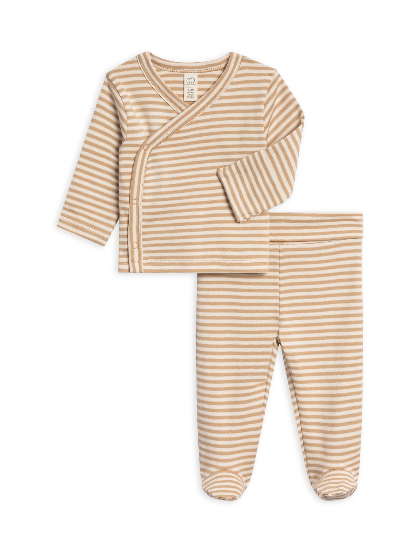 Colored Organics Riley 2 Piece Kimono Top and Pant Set - Stripe Collection