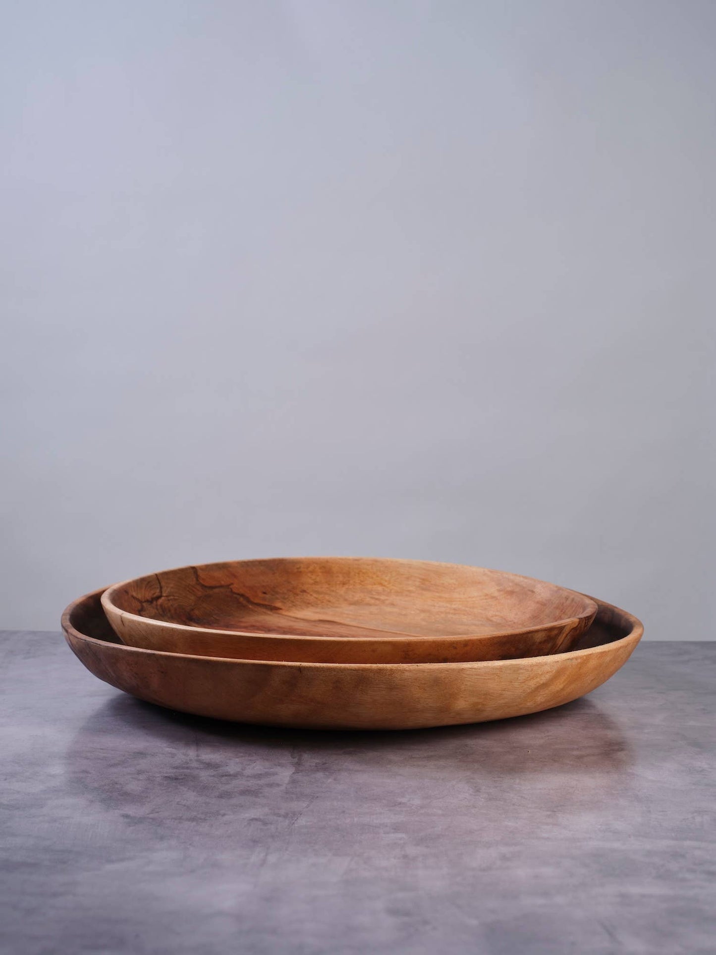 Large 18 inch Shallow Textured Serving Wood Bowl