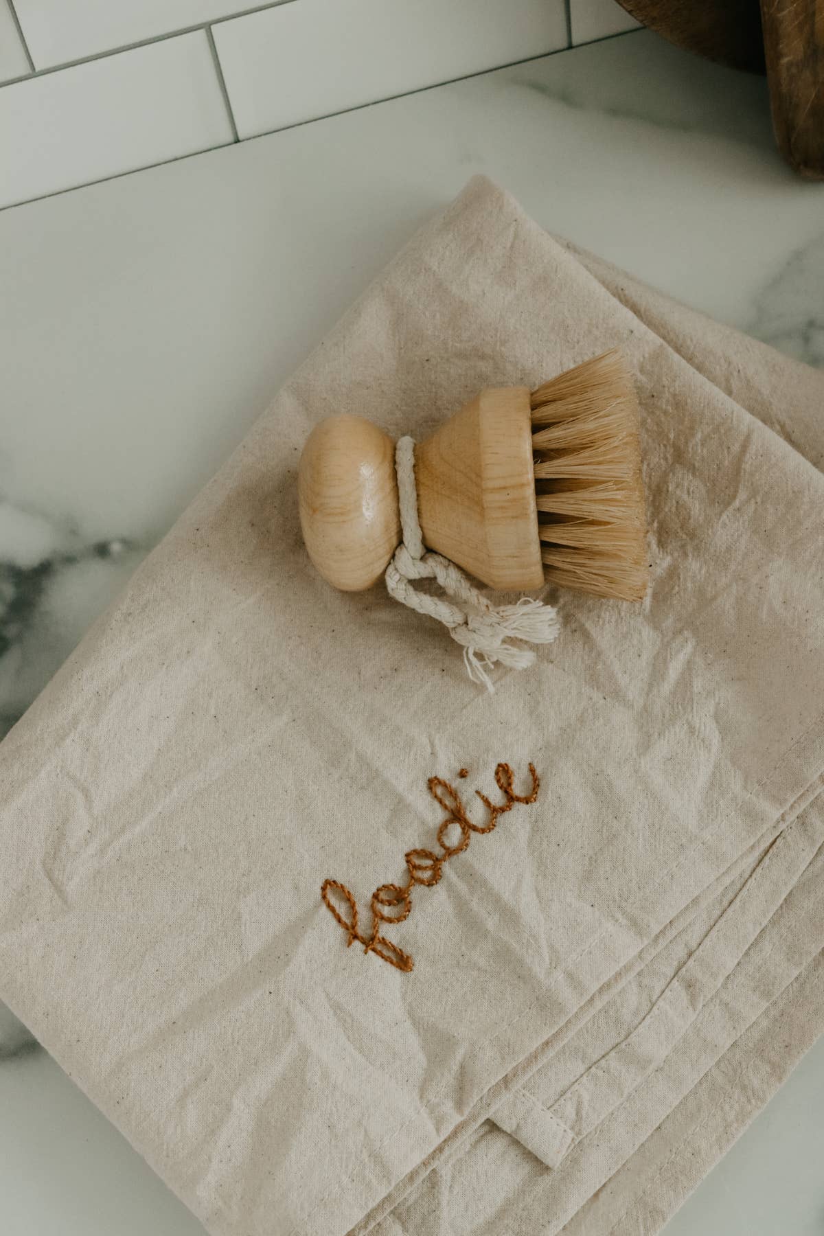 Hand embroidered Hand dyed Organic cotton Kitchen Towel 