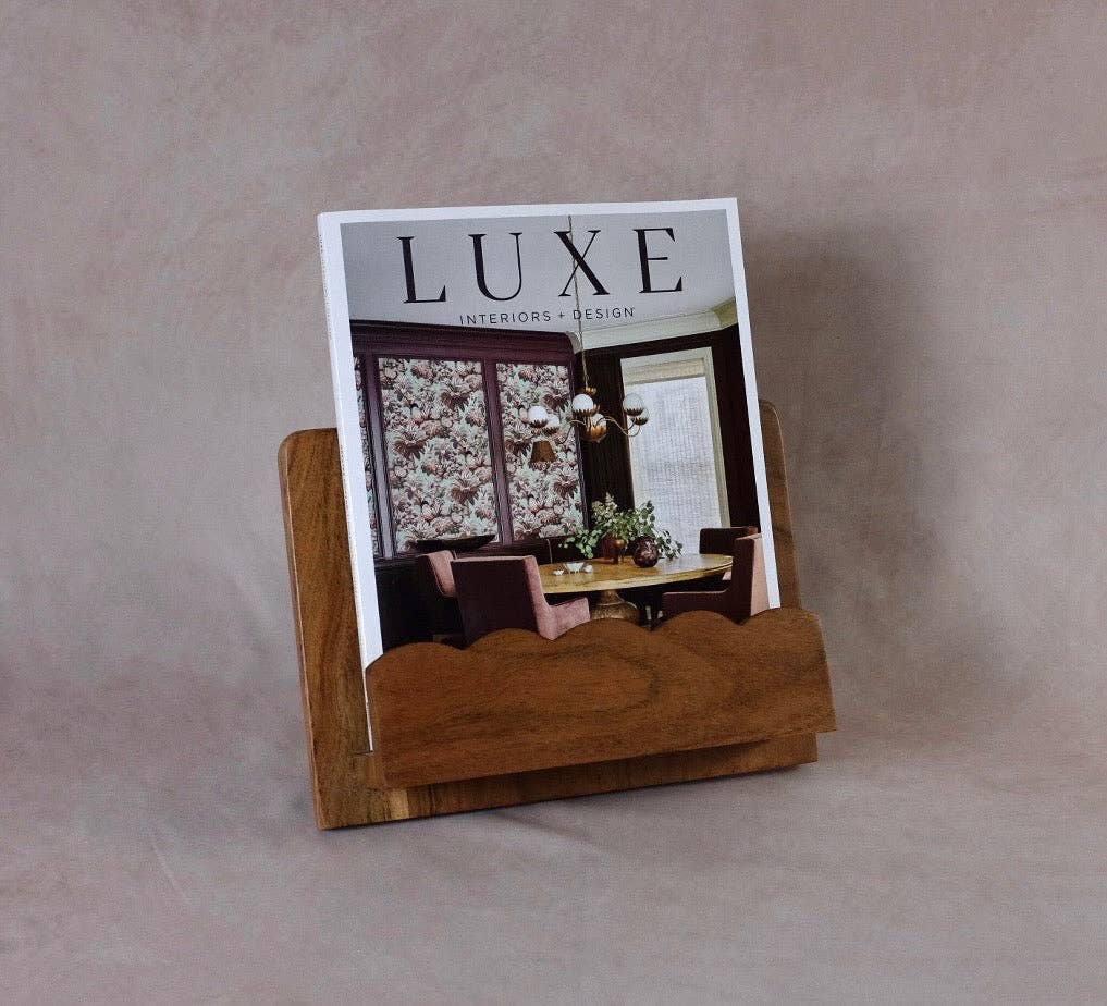 Mango Wood Scalloped Cookbook Stand