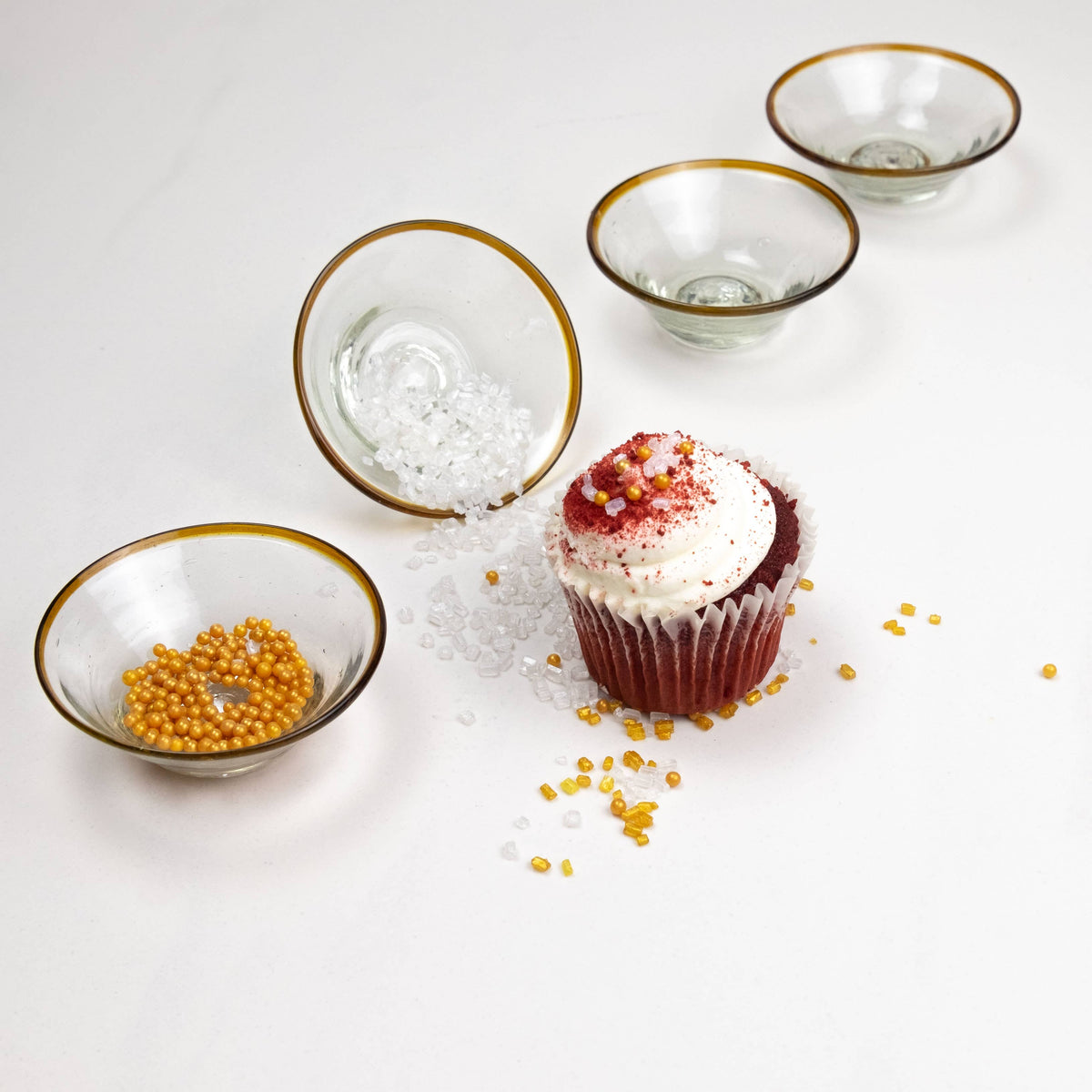 Amber Rim Tiny Glass Bowl | Spice bowl | Pinch Bowl