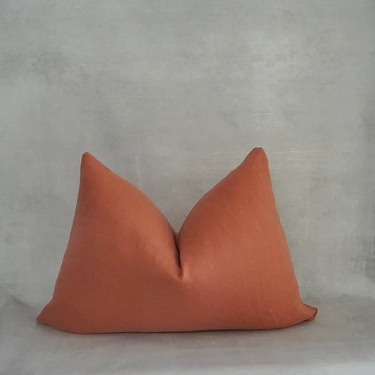 Linen Throw Pillow in Terracotta Rust Orange