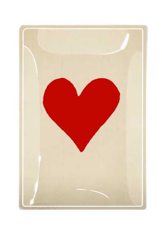 Red Long Heart Decoupage Glass Tray