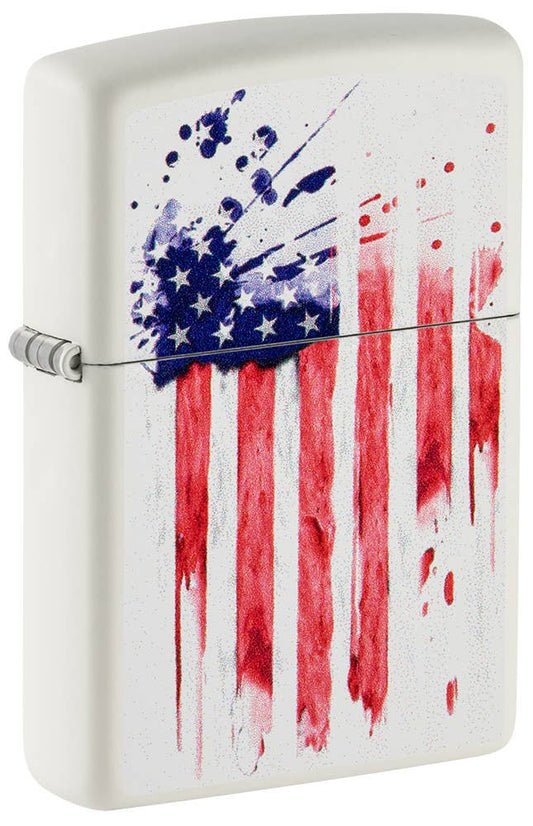 Zippo US Flag Design White Matte Windproof Lighter
