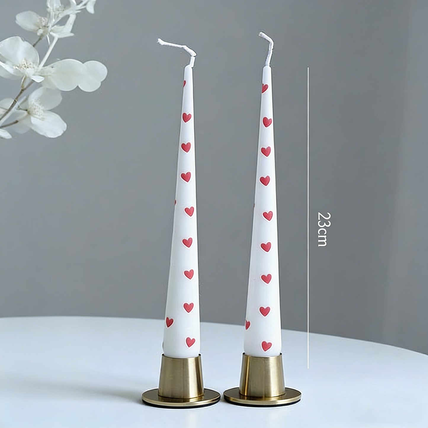 2pcs Long Stick Valentine’s Day Heart Cone Scented Candle