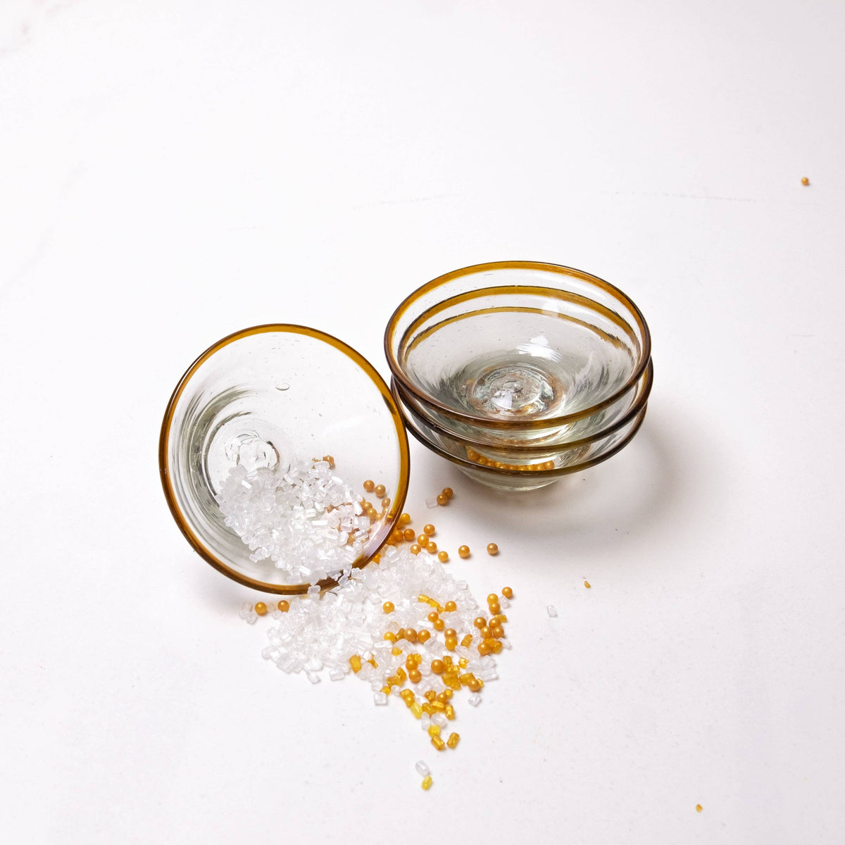 Amber Rim Tiny Glass Bowl | Spice bowl | Pinch Bowl