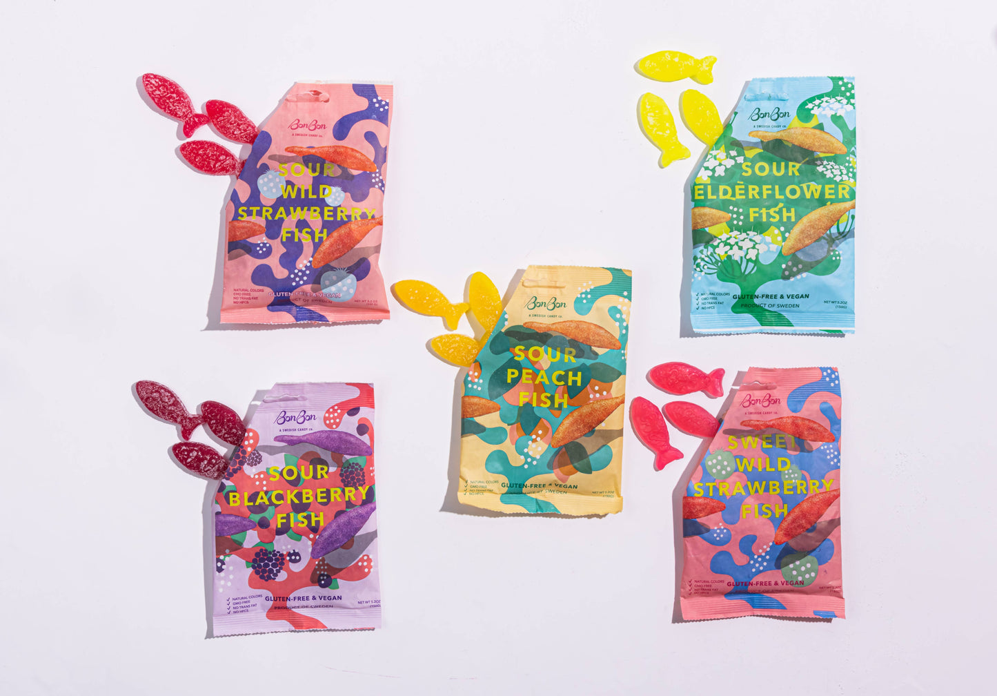 Bon Bon Sweet Wild Strawberry Fish - Swedish Candy 5.2oz (150g)
