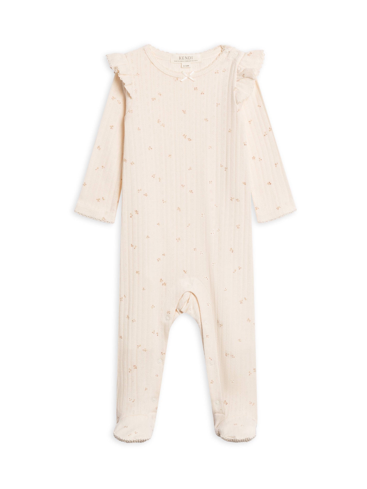 Colored Organics Addy Brushed Back Pointelle Flutter Sleeve Footed Romper