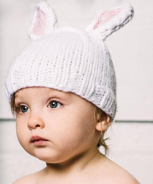 Bunny Hat, White Pink | Kids & Baby Beanie Spring Summer