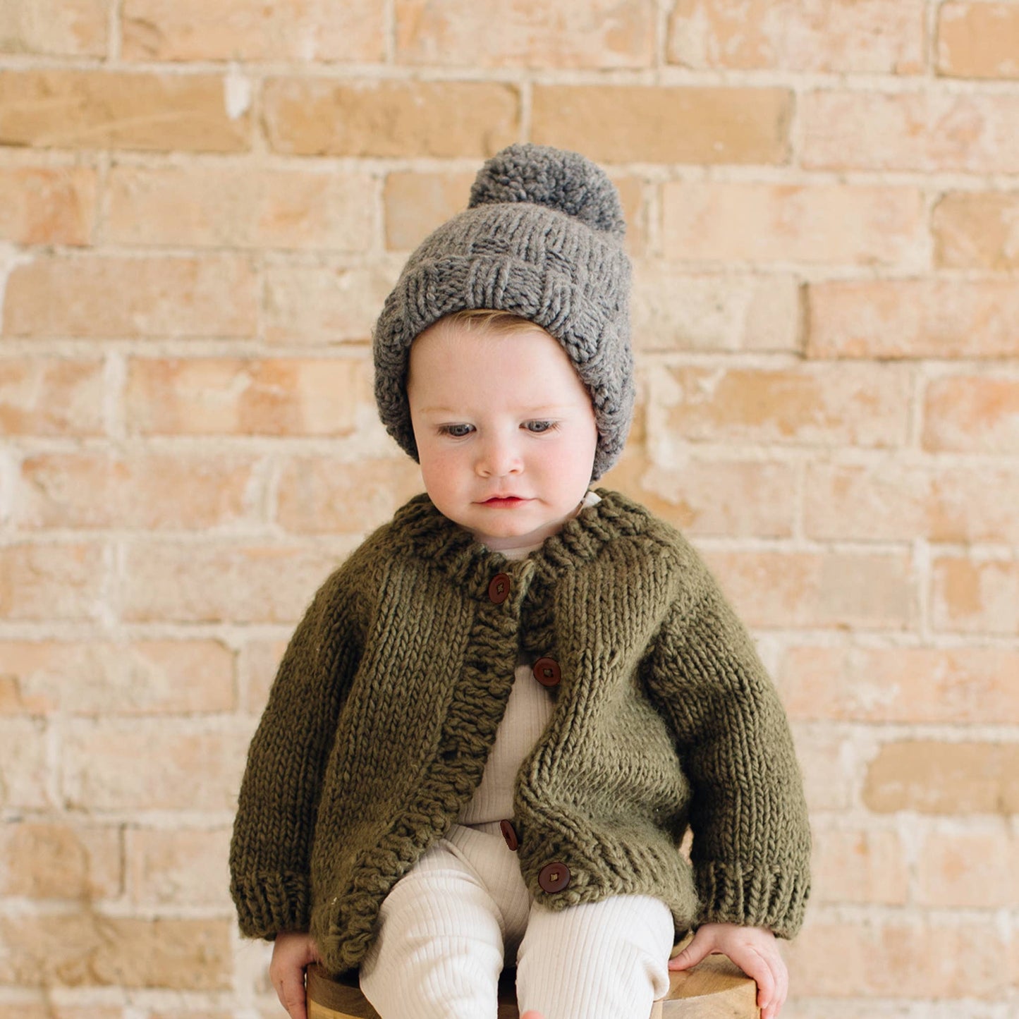 Classic Cardigan, Olive Baby Kid Winter Holiday Fall Netural
