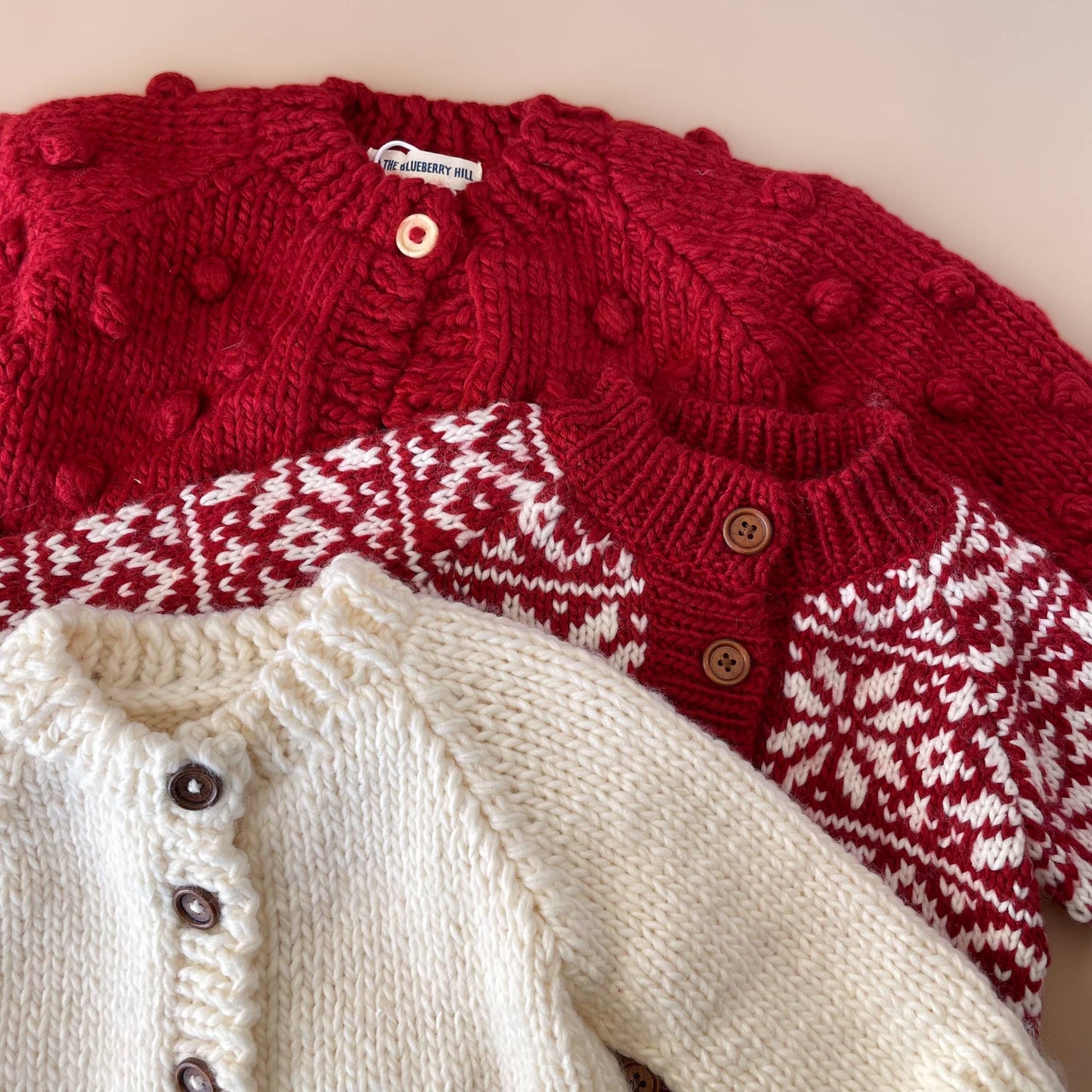 Popcorn Cardigan, Red Baby Kid Sweater Valentines Christmas
