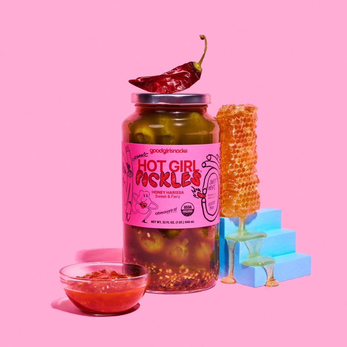 HOT GIRL PICKLES Honey Harissa (6 x 32oz jars)