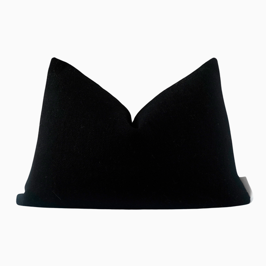 Solid Black Wool Pillow Cover, Charcoal Black Pillow Sham