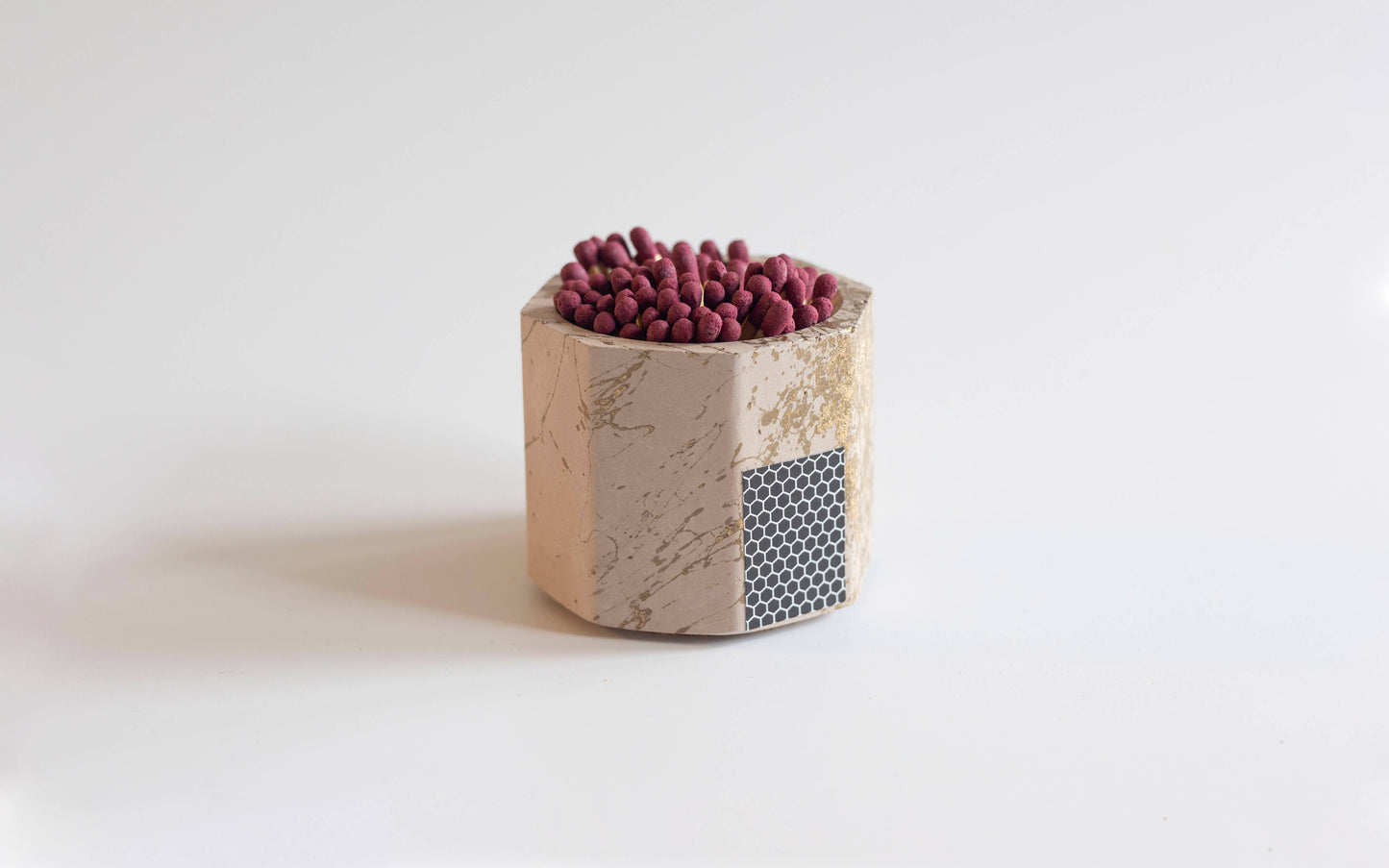 Brown & Gold Match Holder w/ Burgundy Matches