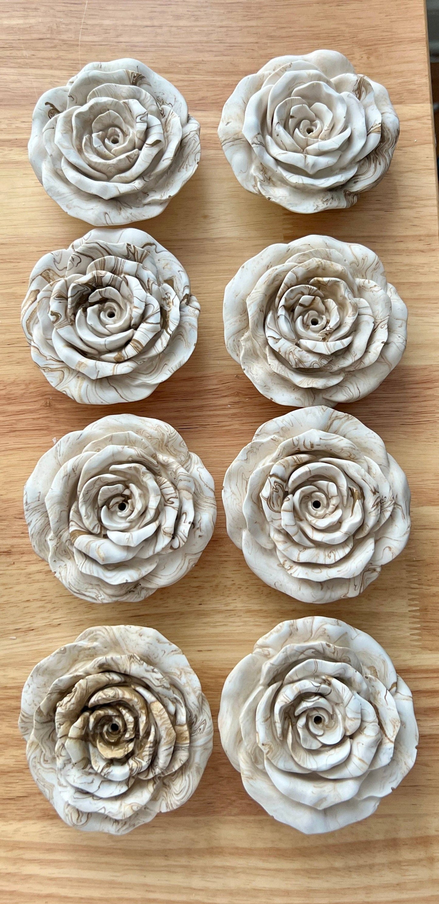 Handcrafted Rose Incense Holder_ Floral Jesmonite Incense Burner