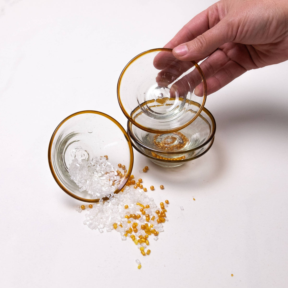 Amber Rim Tiny Glass Bowl | Spice bowl | Pinch Bowl